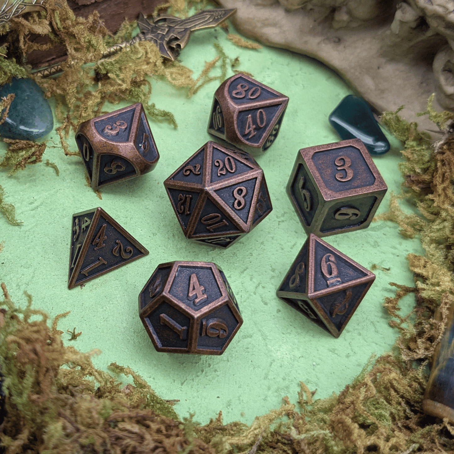 Full Bronze Metal Dice Set