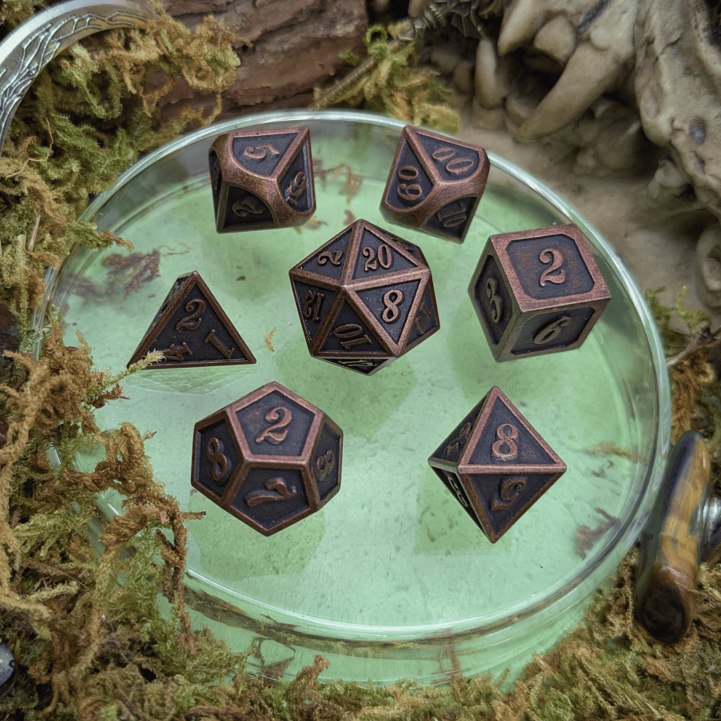 Full Bronze Metal Dice Set