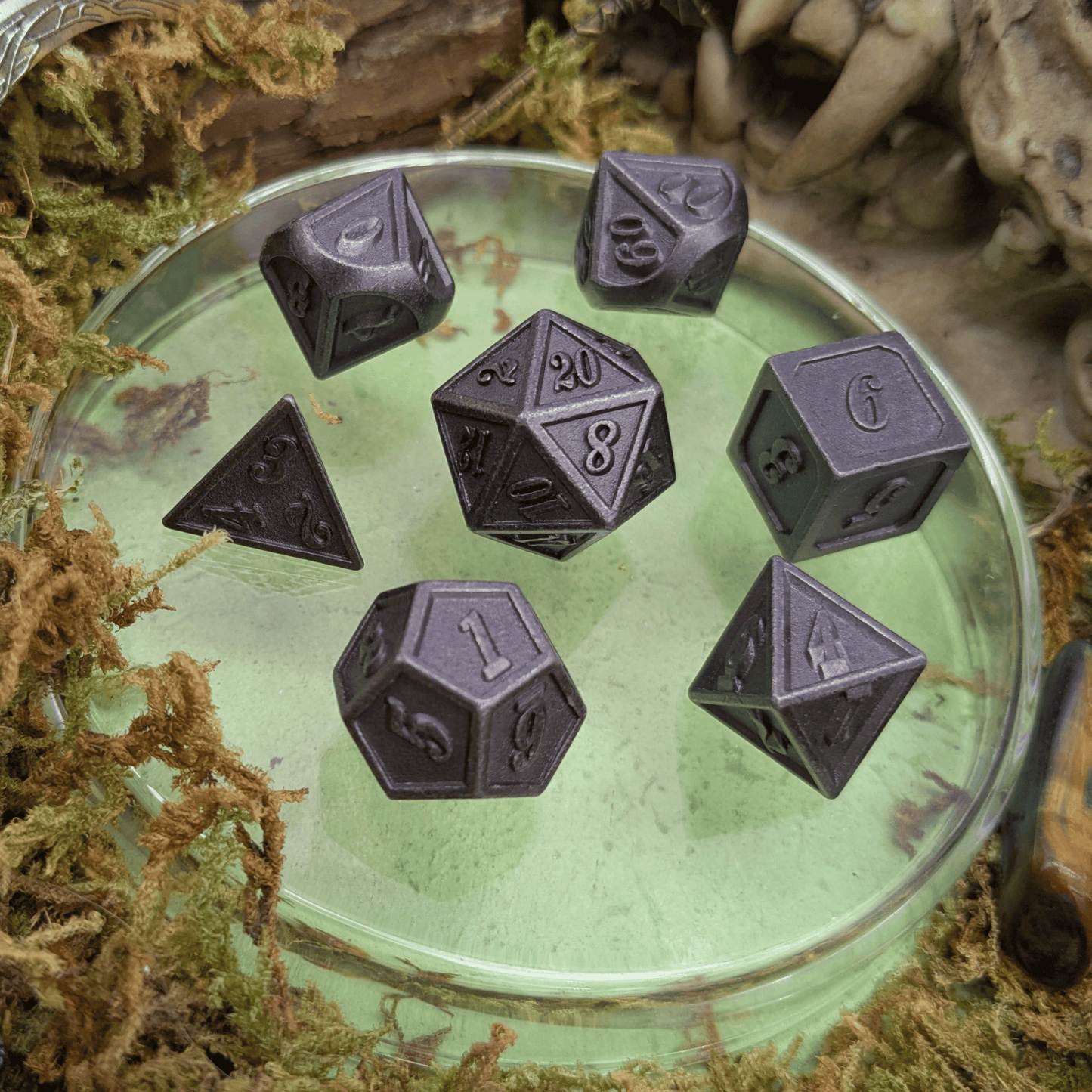 Full Silver Metal Dice Set