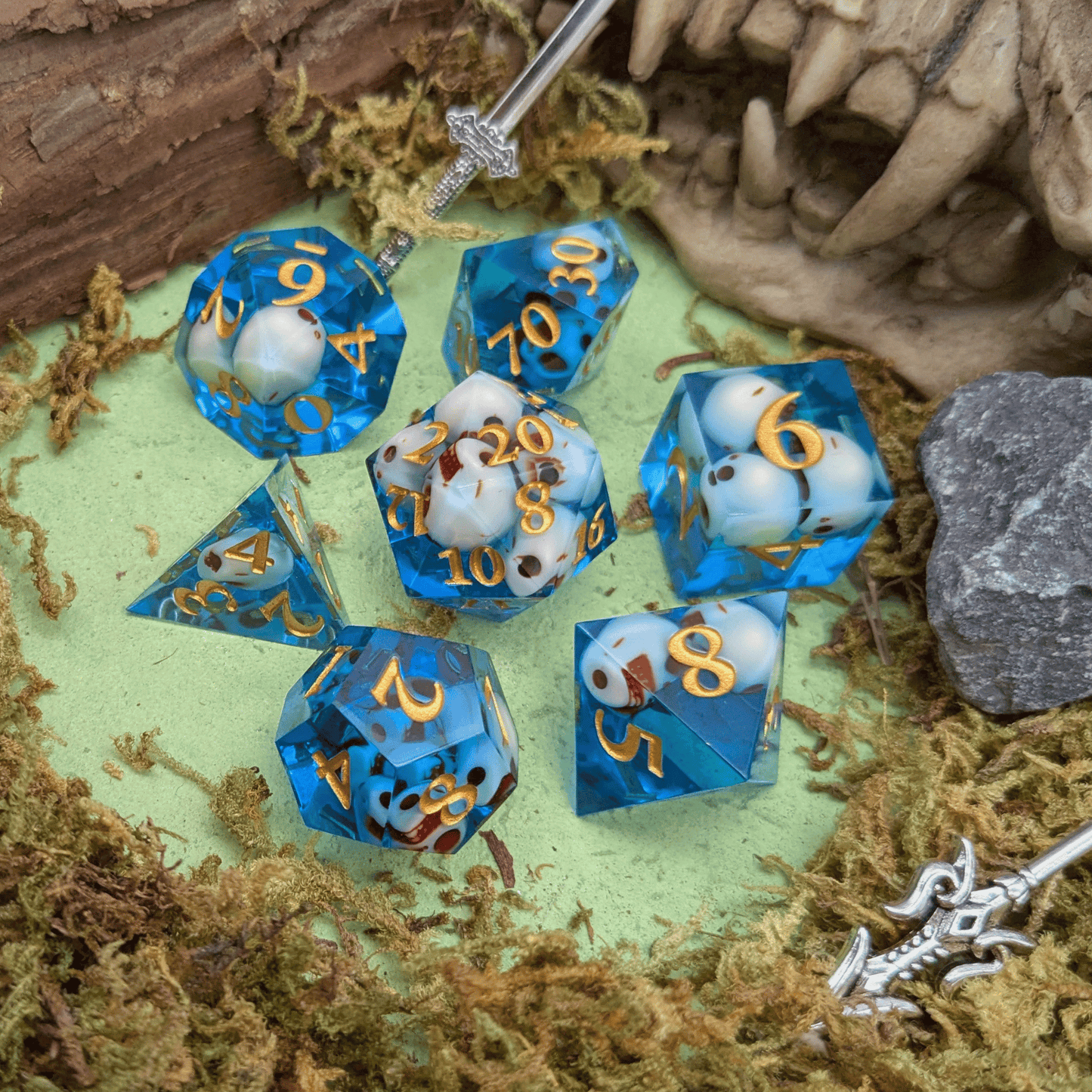 Skull Blue Sharp Dice Set