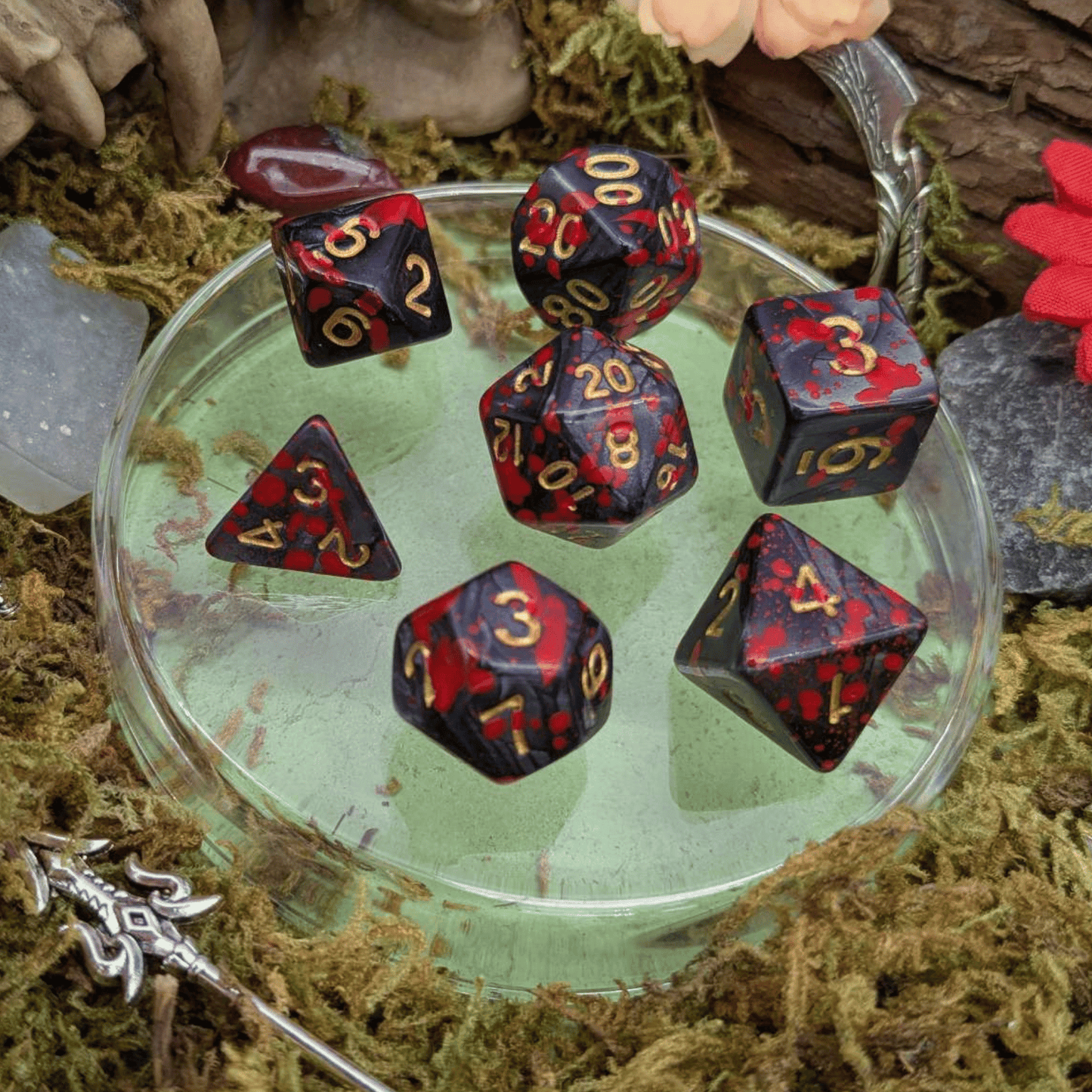Black Splatter Dice Set