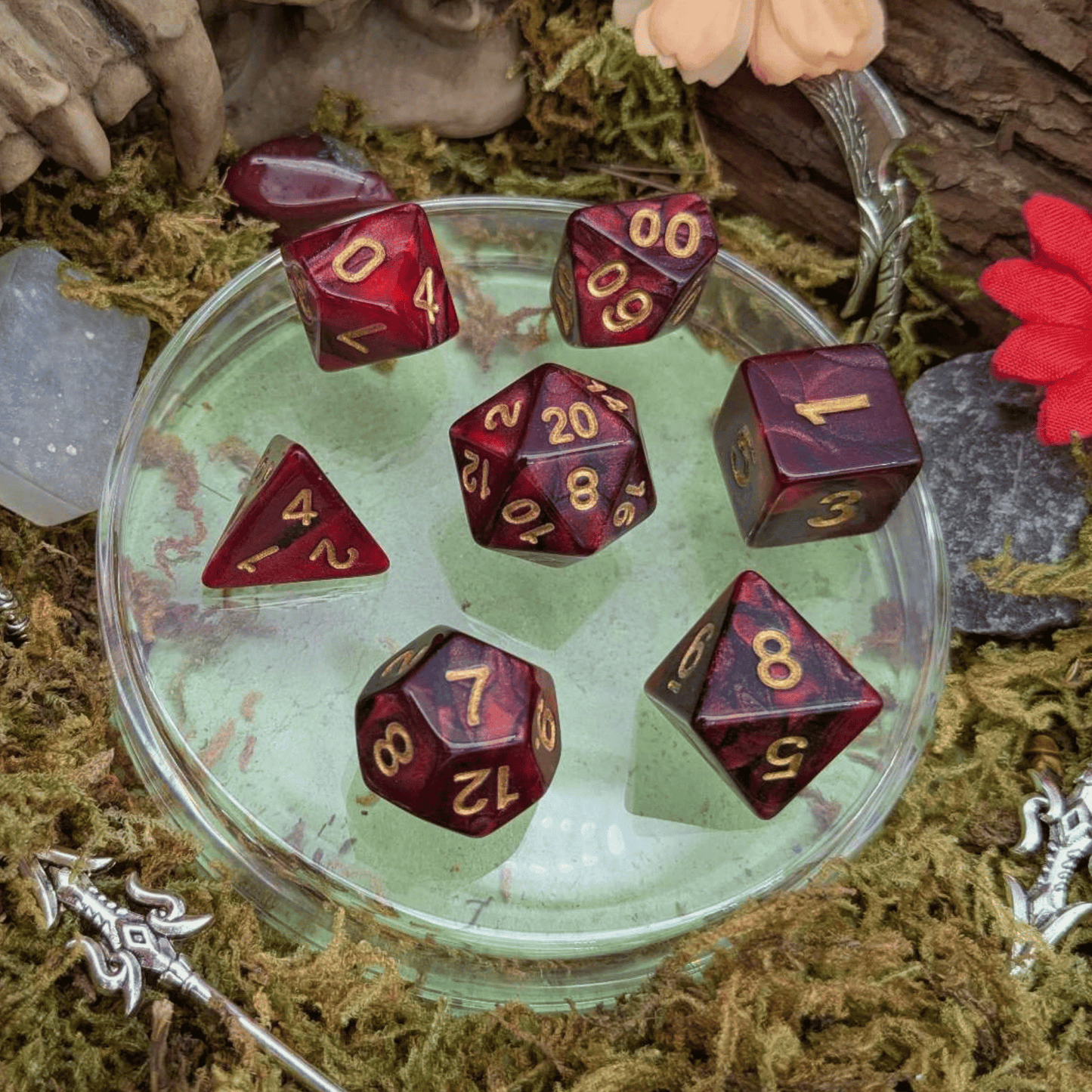 Two Tone Black Red Dice Set