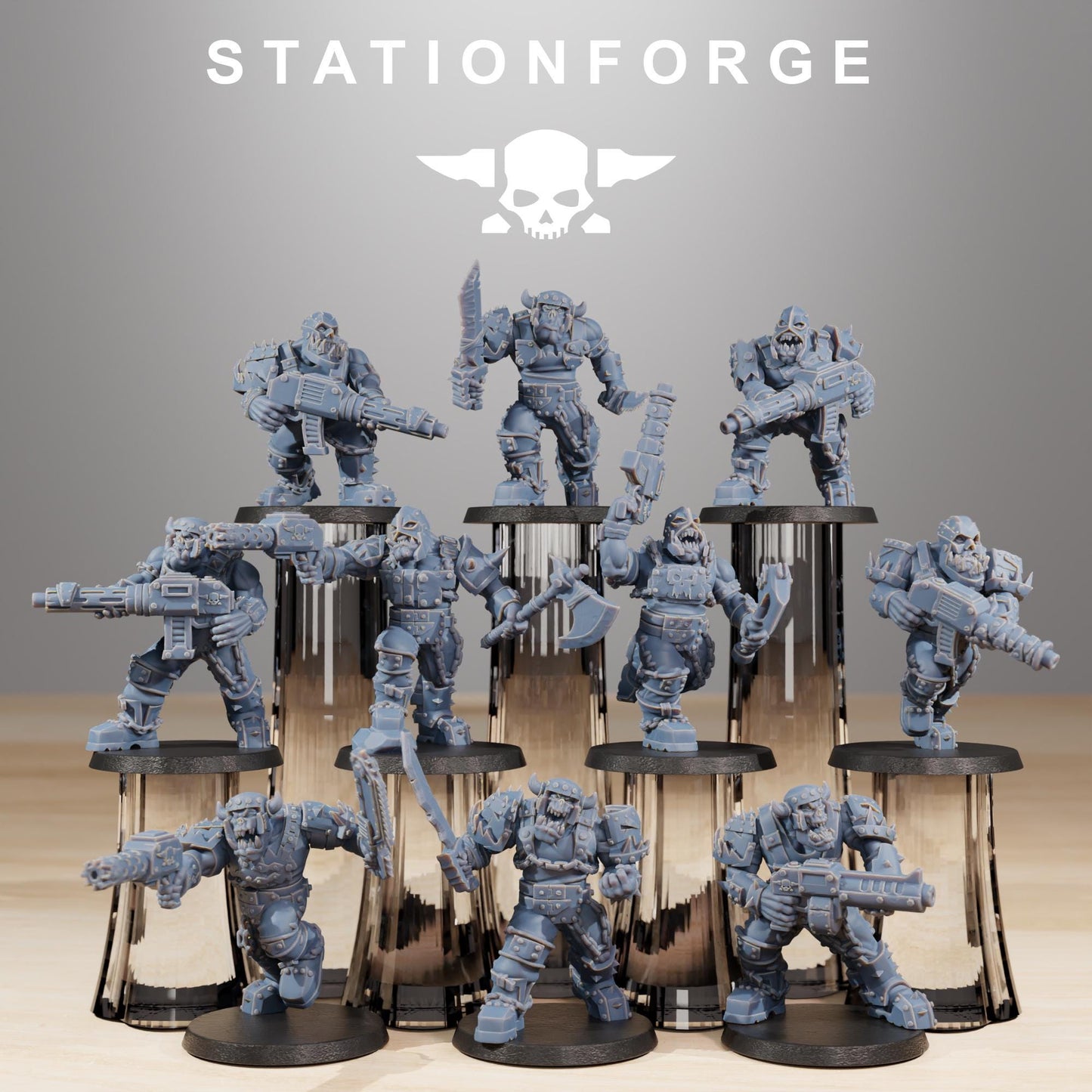 Station Forge Orkaz Berserkers 3d printed proxie Wargames minitures rpg