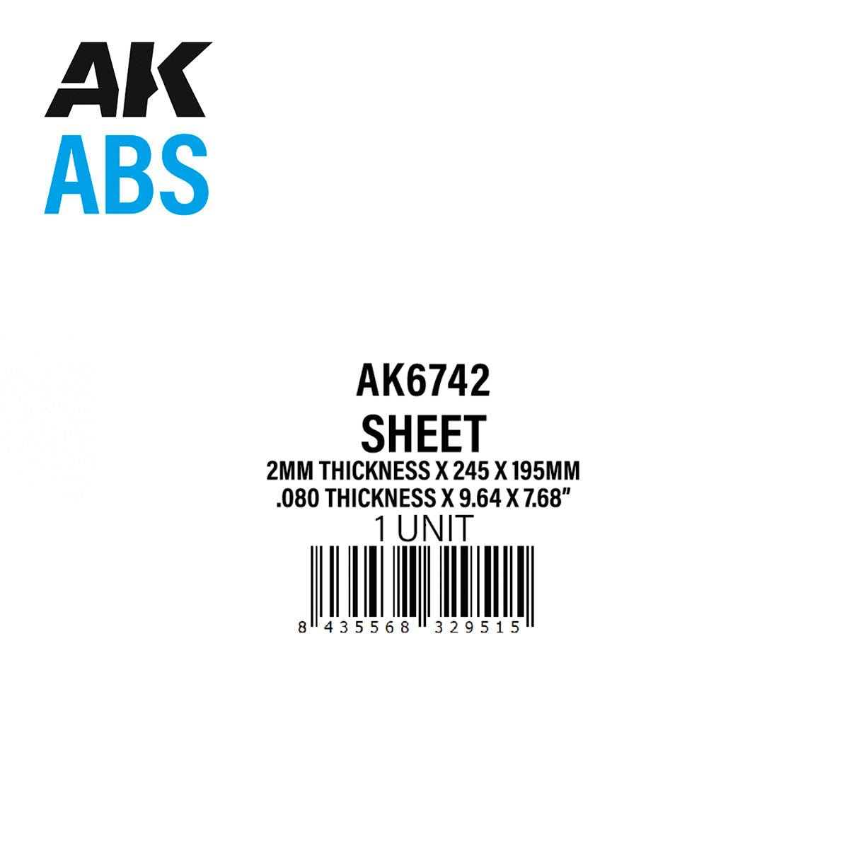 AK Interactive - 2mm Thickness X 245 X 195mm - ABS Sheet (AK6742)