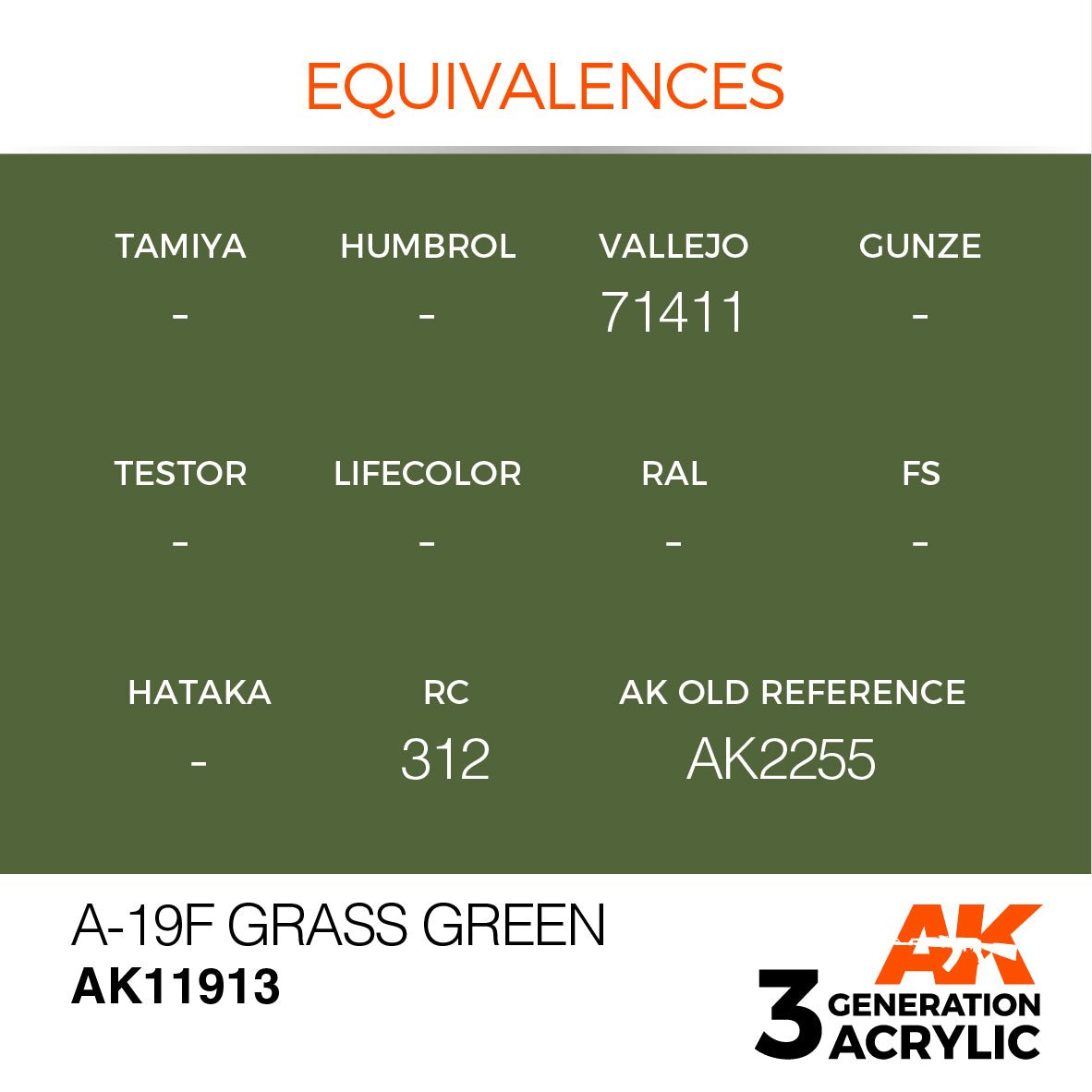 AK Interactive 3rd Gen Acrylic A-19f Grass Green (AK11913)