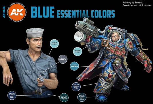 AK Interactive 3rd Gen Acrylic Blue Essential Colors Set (AK11618)