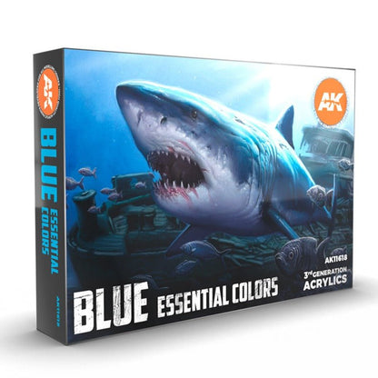 AK Interactive 3rd Gen Acrylic Blue Essential Colors Set (AK11618)