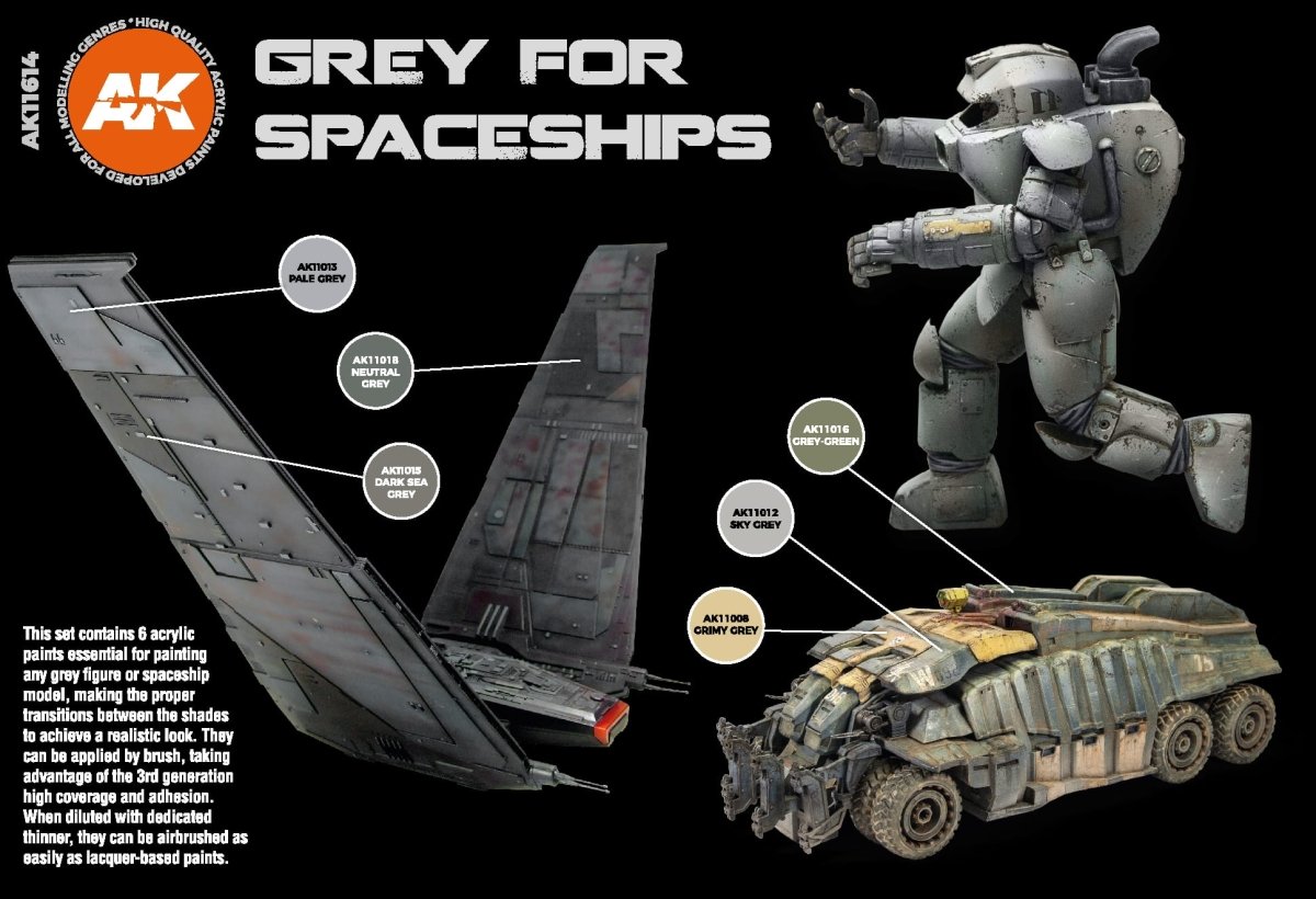 AK Interactive 3rd Gen Acrylic Grey for Spaceships Set (AK11614)