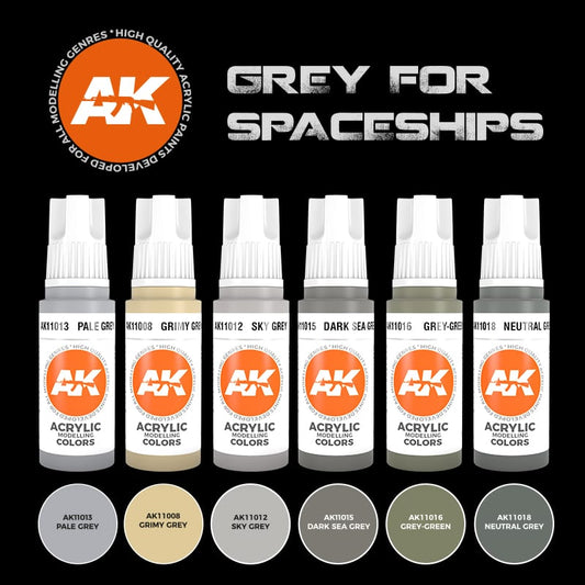 AK Interactive 3rd Gen Acrylic Grey for Spaceships Set (AK11614)