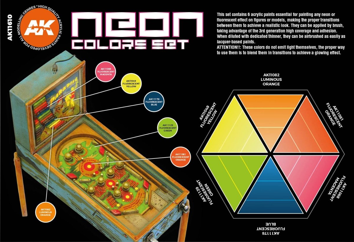 AK Interactive 3rd Gen Acrylic Neon Colors Set (AK11610)
