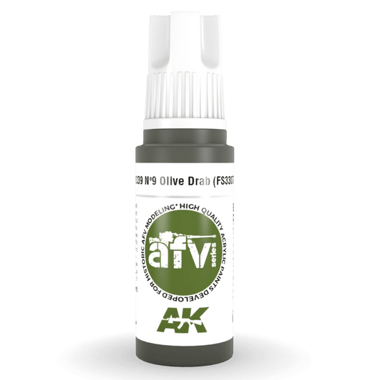AK Interactive 3rd Gen Acrylic - Olive Drab Nº 9 (FS33070) 17ml (AK11339)