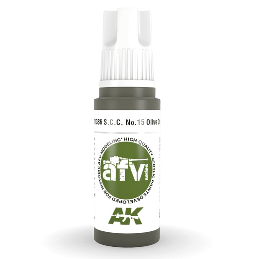 AK Interactive 3rd Gen Acrylic - S.C.C. No.15 Olive Drab 17ml (AK11386)