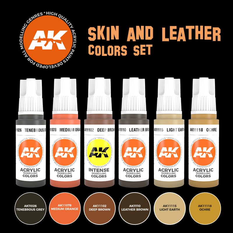 AK Interactive 3rd Gen Acrylic Skin & Leather Colors Set (AK11613)
