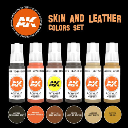 AK Interactive 3rd Gen Acrylic Skin & Leather Colors Set (AK11613)