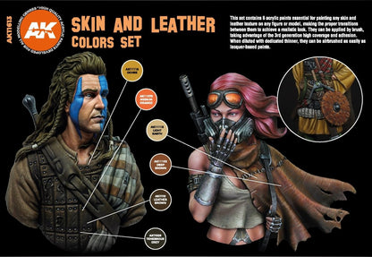 AK Interactive 3rd Gen Acrylic Skin & Leather Colors Set (AK11613)