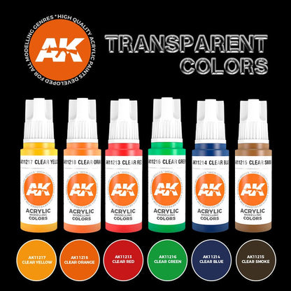 AK Interactive 3rd Gen Acrylic Transparent Colors Set (AK11758)