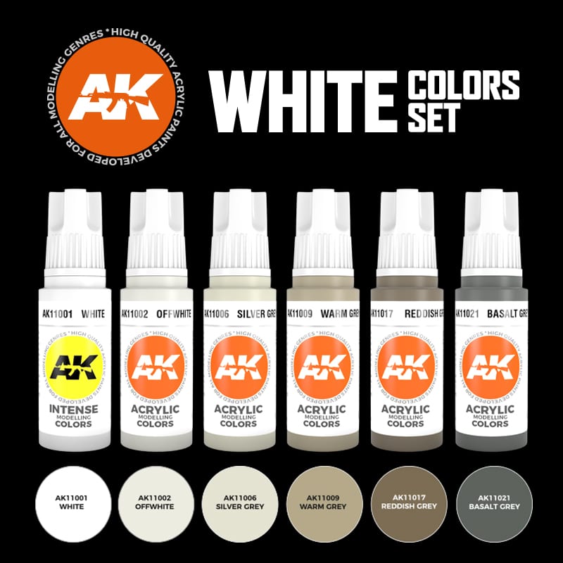 AK Interactive 3rd Gen Acrylic White Colors Set (AK11609)