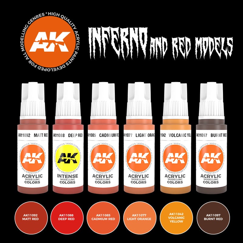 AK Interactive 3rd Gen Acrylics Inferno & Red Creatures Set (AK11604)