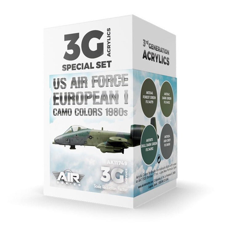 AK Interactive 3rd Gen Aircraft Paint Set - US Air Force European Camo Colors 1980s Set (AK11749)
