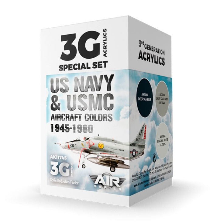 AK Interactive 3rd Gen Aircraft Paint Set - US Navy & USMC Aircraft Colors 1945-1980 Set (AK11745)