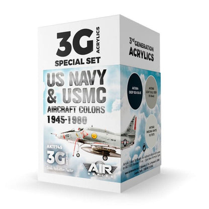 AK Interactive 3rd Gen Aircraft Paint Set - US Navy & USMC Aircraft Colors 1945-1980 Set (AK11745)