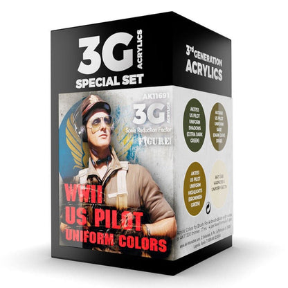 AK Interactive 3rd Gen Aircraft Paint Set - WWII US Uniform Colors (AK11691)