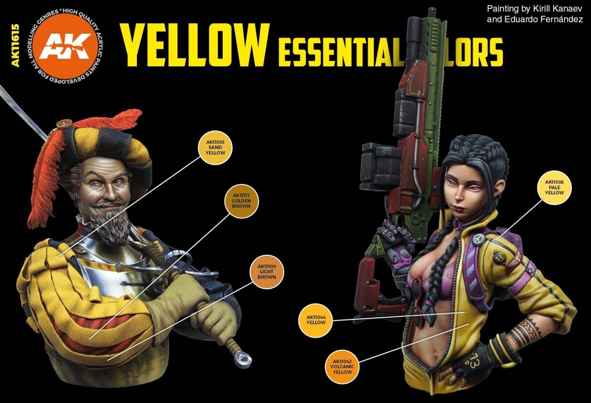 AK Interactive 3rd Genacrylic Yellow Essential Colors Set (AK11615)