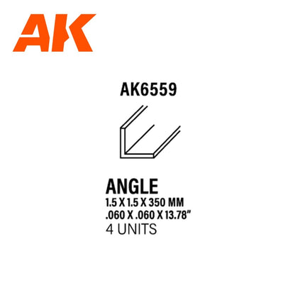 AK Interactive - Angle 1.5mm X 1.5mm X 350mm - Styrene Strip (AK6559)