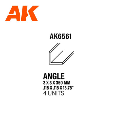 AK Interactive - Angle 2.5mm X 2.5mm X 350mm - Styrene Strip (AK6561)