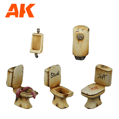 AK Interactive Bathroom Wargame Set (Resin 30-35mm) (AK1354)