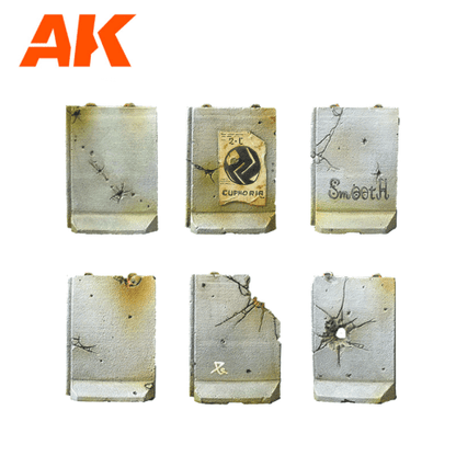 AK Interactive Defensive Walls Wargame Set (Resin 30-35mm) (AK1356)