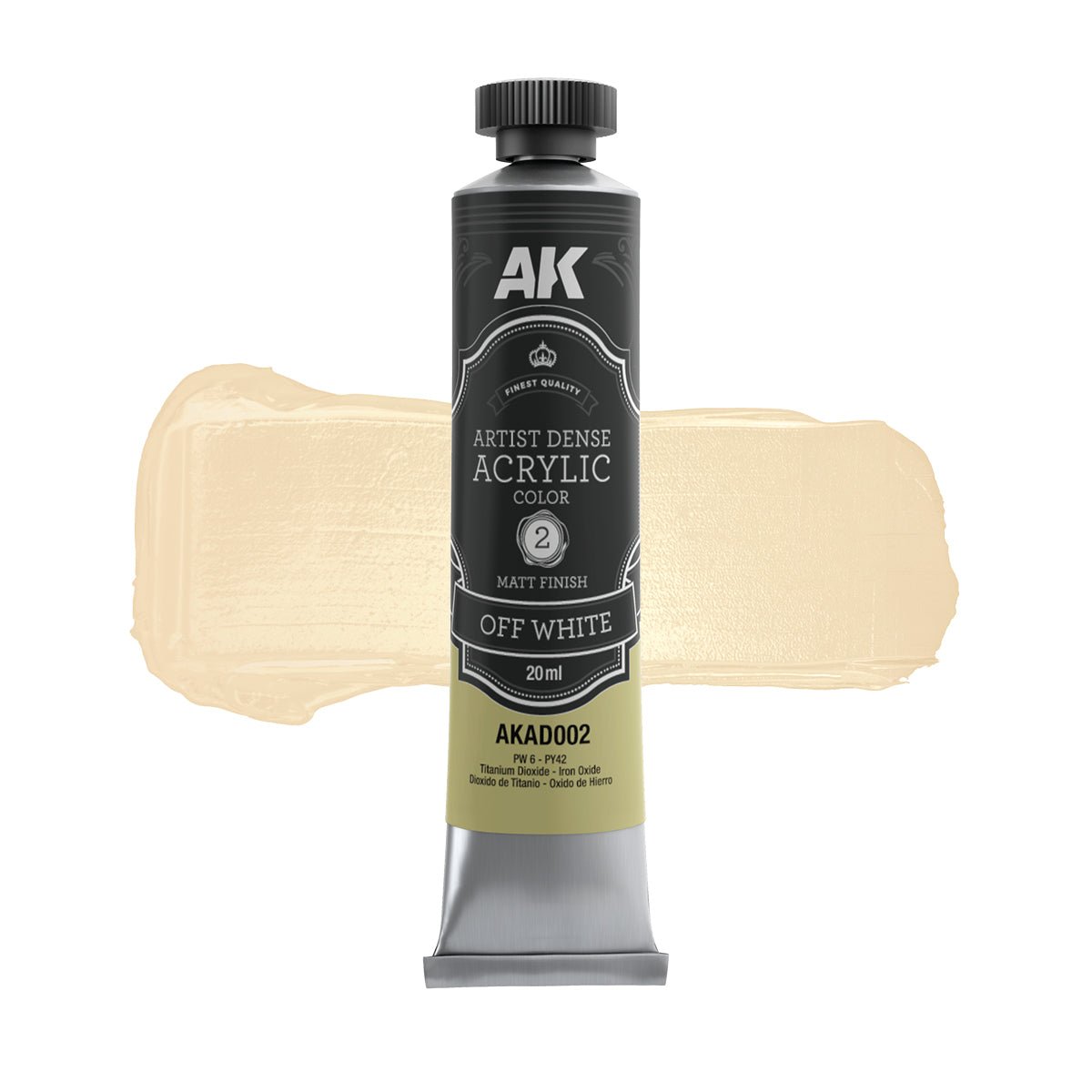 AK Interactive Dense Acrylic Black & White Set (6 Tubes 20ml) (AKAD101)