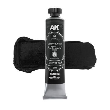AK Interactive Dense Acrylic Black & White Set (6 Tubes 20ml) (AKAD101)