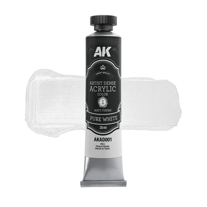 AK Interactive Dense Acrylic Black & White Set (6 Tubes 20ml) (AKAD101)