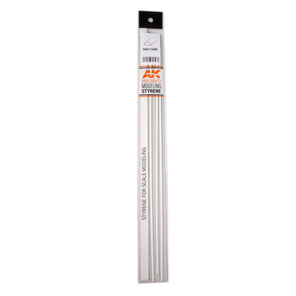 AK Interactive - Half Cane 1mm X 350mm - Styrene Strip (AK6551)