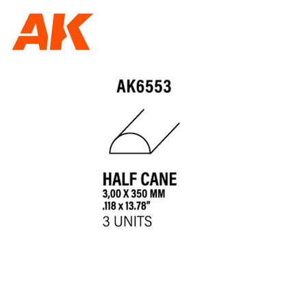 AK Interactive - Half Cane 3mm X 350mm - Styrene Strip (AK6553)