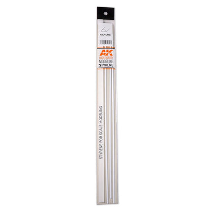 AK Interactive - Half Cane 3mm X 350mm - Styrene Strip (AK6553)