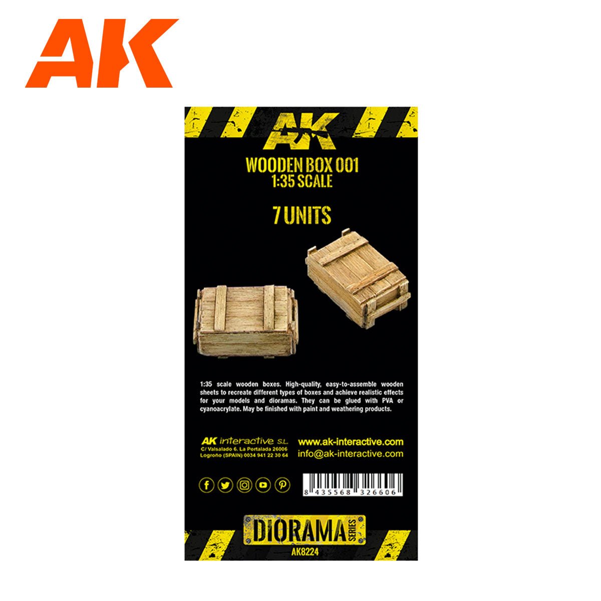 AK Interactive Laser Cut Wooden Box 001 1:35. (7 Units) (AK8224)