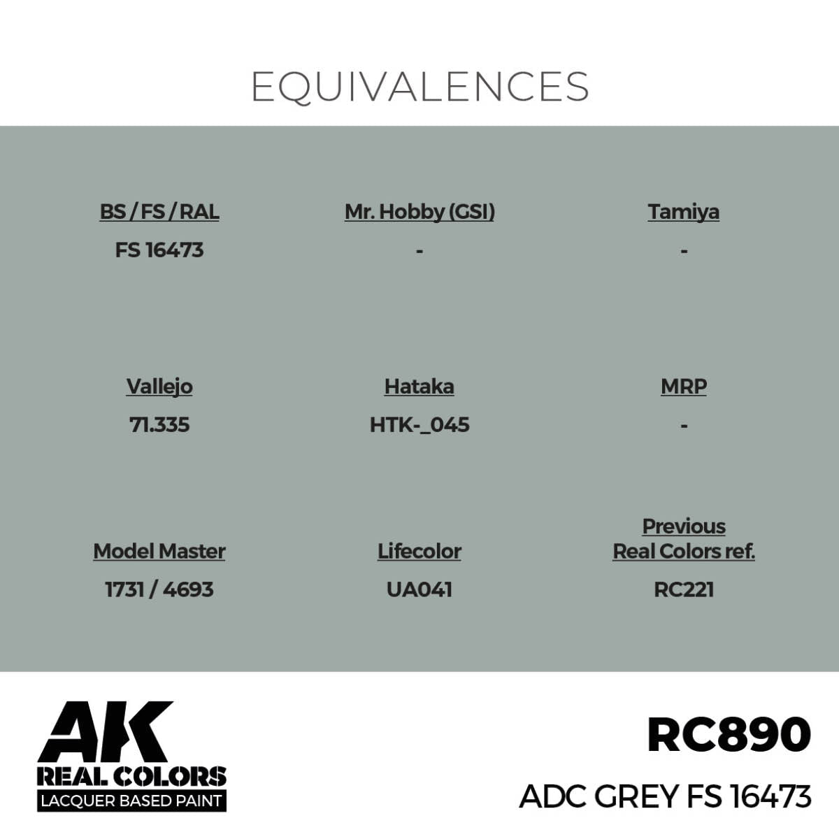 AK Interactive Real Colors - ADC Grey FS 16473 (RC890)