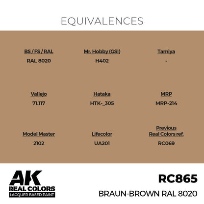 AK Interactive Real Colors - Braun-Brown RAL 8020 (RC865)