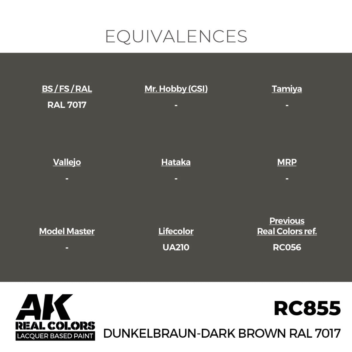 AK Interactive Real Colors - Dunkelbraun-Dark Brown RAL 7017 (RC855)