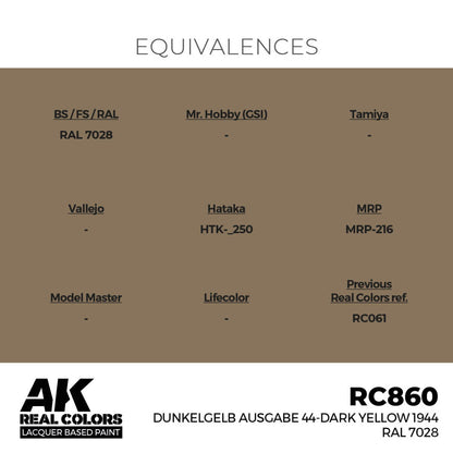 AK Interactive Real Colors - Dunkelgelb Ausgabe 44-Dark Yellow 1944 RAL 7028 (RC860)