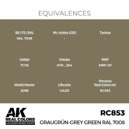 AK Interactive Real Colors - Graugrün-Grey Green RAL 7008 (RC853)