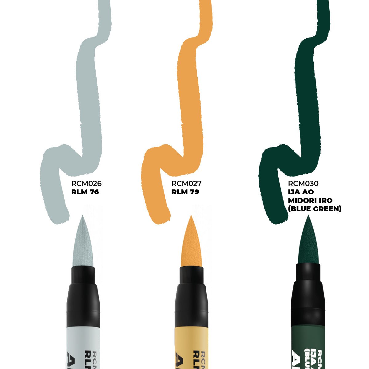 AK Interactive Real Colors Markers - WWII Axis Aircraft Squiggle Camouflage Colours (RCM111)