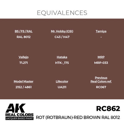 AK Interactive Real Colors - Rot (Rotbraun)-Red (Red Brown) RAL 8012 (RC862)