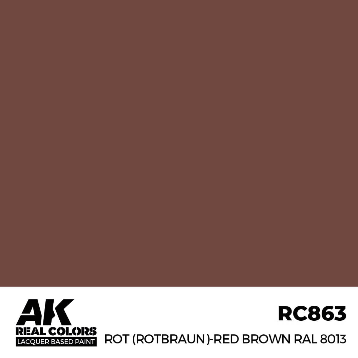 AK Interactive Real Colors - Rot (Rotbraun)-Red (Red Brown) RAL 8013 (RC863)