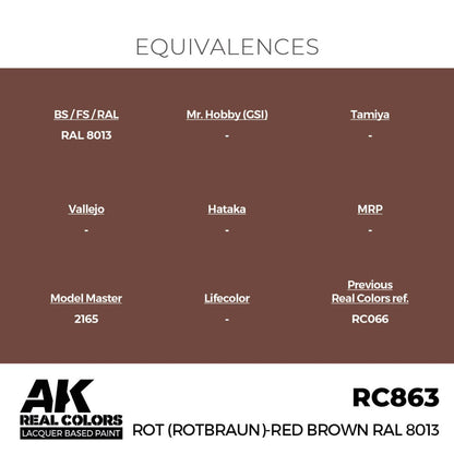 AK Interactive Real Colors - Rot (Rotbraun)-Red (Red Brown) RAL 8013 (RC863)