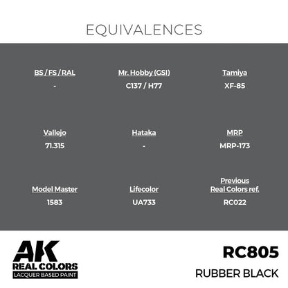 AK Interactive Real Colors - Rubber Black 17ml. (RC805)