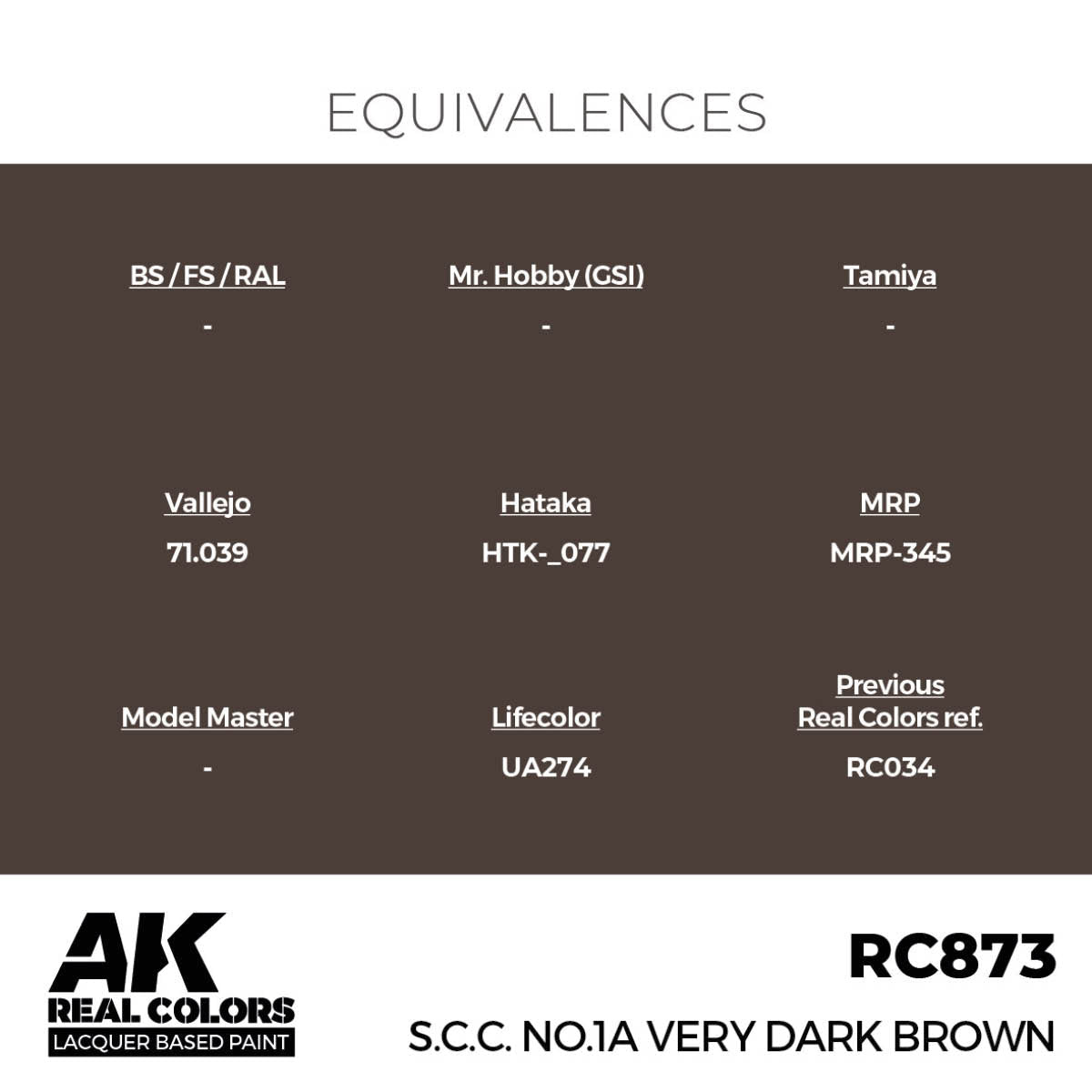 AK Interactive Real Colors - S.C.C. No.1A Very Dark Brown (RC873)