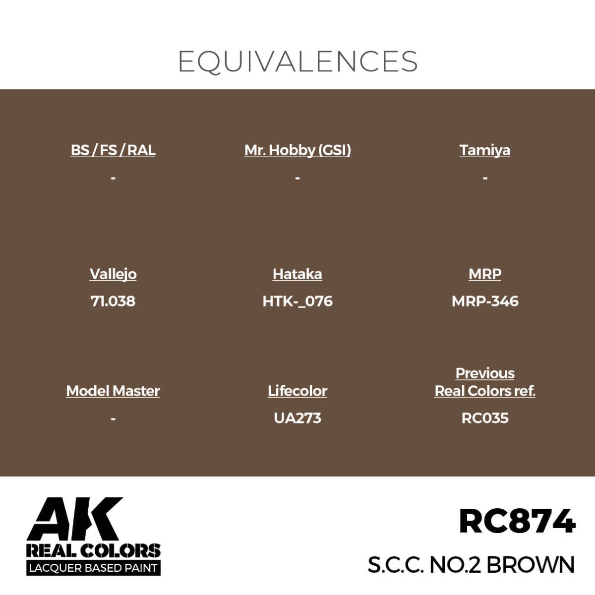 AK Interactive Real Colors - S.C.C. No.2 Brown (RC874)